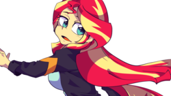 Size: 1280x720 | Tagged: safe, artist:setoya, sunset shimmer, equestria girls, g4, female, looking at you, open mouth, simple background, solo, transparent background