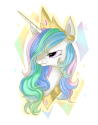 Size: 1188x1518 | Tagged: safe, artist:nuttypanutdy, princess celestia, pony, g4, bust, female, lidded eyes, mare, portrait, simple background, smiling, solo, transparent background