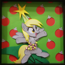 Size: 1546x1545 | Tagged: safe, artist:nervousstitch, derpy hooves, pegasus, pony, a hearth's warming tail, g4, craft, derpy star, female, mare, shadowbox, solo, traditional art