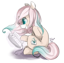 Size: 880x866 | Tagged: safe, artist:tamyarts, oc, oc only, earth pony, pony, book, reading, simple background, smiling, solo, white background