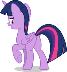 Size: 7000x7510 | Tagged: safe, artist:luckreza8, twilight sparkle, alicorn, changeling, pony, g4, to where and back again, .svg available, absurd resolution, butt, disguise, disguised changeling, fake twilight, female, folded wings, mare, plot, raised hoof, simple background, solo, transparent background, twibutt, twilight sparkle (alicorn), underhoof, vector