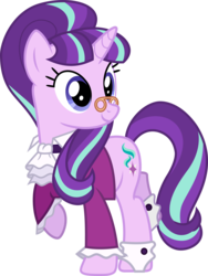 Size: 7811x10392 | Tagged: safe, artist:pink1ejack, snowfall frost, starlight glimmer, pony, unicorn, a hearth's warming tail, g4, absurd resolution, album cover, clothes, cute, female, glimmerbetes, it's a pony kind of christmas, jabot, mare, raised hoof, simple background, smiling, solo, spectacles, transparent background, vector