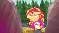 Size: 640x360 | Tagged: safe, screencap, sci-twi, sunset shimmer, twilight sparkle, equestria girls, g4, my little pony equestria girls: legend of everfree, animated, female, gif