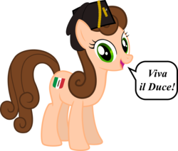 Size: 3000x2551 | Tagged: safe, artist:tuesday, oc, oc only, oc:lina, earth pony, pony, cutie mark, fasces, fascism, female, fez, flag, hat, high res, italy, simple background, solo, speech bubble, standing, talking, transparent background, vector