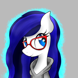 Size: 1980x1980 | Tagged: safe, artist:dairosa, oc, oc only, oc:jessie clock heart, glasses, solo