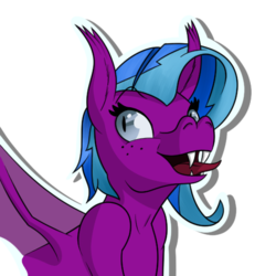 Size: 512x512 | Tagged: safe, artist:marchiedraws, oc, oc only, bat pony, pony, freckles, simple background, solo, tongue out, transparent background