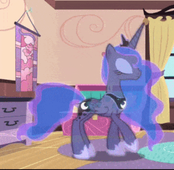 Size: 390x382 | Tagged: safe, screencap, princess luna, alicorn, pony, for whom the sweetie belle toils, g4, animated, cropped, crown, dream, ethereal mane, ethereal tail, eyes closed, eyeshadow, fabulous, female, flowing mane, flowing tail, gif, hoof shoes, jewelry, magic, majestic, makeup, mare, regalia, see-through, solo, stomping, windswept mane