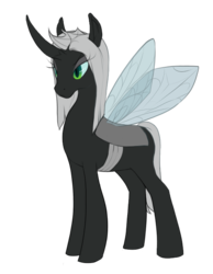 Size: 538x693 | Tagged: safe, artist:zalvar, oc, oc only, oc:queen tenebris, changeling, changeling queen, changeling oc, changeling queen oc, female, holeless, queen, simple background, solo, transparent background, white changeling