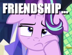 Size: 610x471 | Tagged: safe, edit, edited screencap, screencap, starlight glimmer, every little thing she does, g4, bored, cropped, female, floppy ears, friendship, image macro, meme, solo