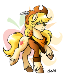 Size: 1722x1997 | Tagged: safe, artist:ciderpunk, derpibooru exclusive, oc, oc only, oc:applesunrise, clothes, cowboy hat, hat, scarf, solo