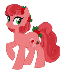 Size: 1024x1024 | Tagged: safe, artist:azure-art-wave, oc, oc only, oc:rose wine, earth pony, pony, female, flower, flower in hair, mare, raised hoof, simple background, solo, transparent background