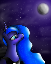 Size: 2000x2500 | Tagged: safe, artist:evaworld, princess luna, g4, bust, female, high res, moon, night, portrait, solo