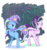 Size: 3547x3756 | Tagged: safe, artist:akainu_pony, starlight glimmer, trixie, pony, unicorn, g4, bipedal, butt, female, fireworks, high res, lesbian, looking at each other, looking back, magic, mare, open mouth, pixiv, plot, ship:startrix, shipping, smiling, trixie's cape, trixie's hat