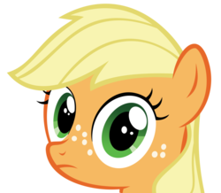 Size: 900x784 | Tagged: artist needed, safe, applejack, g4, female, frown, looking at you, simple background, solo, stare, sweetie belle's stare, transparent background, vector