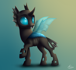 Size: 1400x1300 | Tagged: safe, artist:luminousdazzle, thorax, changeling, g4, cute, cuteling, male, raised hoof, solo, thorabetes