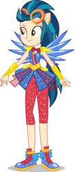 Size: 2611x6000 | Tagged: safe, artist:limedazzle, edit, part of a set, vector edit, indigo zap, equestria girls, g4, my little pony equestria girls: legend of everfree, alternate universe, clothes, clothes swap, crystal guardian, crystal wings, female, goggles, high res, legs, pants, ponied up, request, shadow, show accurate, simple background, smiling, solo, transparent background, vector