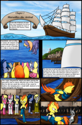 Size: 1280x1944 | Tagged: safe, artist:stuflox, derpy hooves, lily, lily valley, lucky clover, spitfire, twinkleshine, oc, pegasus, pony, comic:the count of monte rainbow, the count of monte rainbow, g4, comic, female, harbor, mare, pierre morel, ship, the count of monte cristo