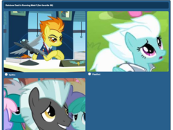 Size: 2010x1510 | Tagged: safe, edit, edited screencap, screencap, buddy, fleetfoot, rainbowshine, spitfire, spring melody, sprinkle medley, thunderlane, pegasus, pony, g4, hurricane fluttershy, rainbow falls, wonderbolts academy, clothes, desk, fan favorite poll, female, ffps8, male, mare, necktie, paperwork, poll, season 8 election, spitfire's office, spitfire's tie, stallion, uniform, vote, warmup suit, wonderbolts dress uniform