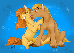 Size: 2444x1750 | Tagged: safe, artist:lionylioness, oc, oc only, earth pony, pony, couple, cute, licking, male, misleading thumbnail, oc x oc, shipping, straight, tongue out