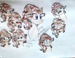 Size: 1017x786 | Tagged: safe, artist:scarlett-letter, oc, oc only, pegasus, pony, blue eyes, blushing, expressions, female, mare, tongue out, traditional art