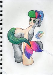 Size: 753x1062 | Tagged: safe, artist:andandampersand, oc, oc only, oc:andandampersand, merpony, chest fluff, solo, three faces