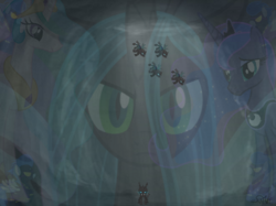 Size: 800x599 | Tagged: safe, artist:wisdomvision f., queen chrysalis, alicorn, changeling, changeling queen, pony, fanfic:love changes a changeling, g4, female, plans fail, story art, wisdomvision f.