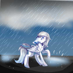 Size: 3000x3000 | Tagged: safe, artist:sunshinejoyyt, oc, oc only, oc:sunshine wonder, pegasus, pony, crying, high res, rain, solo