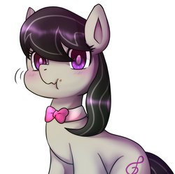 Size: 1265x1261 | Tagged: safe, artist:hosikawa, octavia melody, earth pony, pony, g4, backwards cutie mark, blushing, cute, female, scrunchy face, simple background, solo, tavibetes, white background