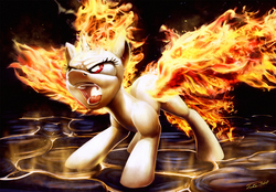 Size: 1023x713 | Tagged: safe, artist:tsitra360, twilight sparkle, alicorn, pony, g4, angry, female, fiery wings, fire, mane of fire, open mouth, rapidash twilight, red eyes, solo, twilight sparkle (alicorn)