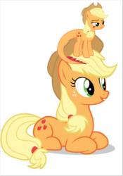 Size: 1838x2620 | Tagged: safe, edit, applejack, monster pony, original species, tatzlpony, g4, duality, lidded eyes, open mouth, prone, self ponidox, simple background, size difference, smiling, species swap, tatzljack, white background