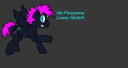 Size: 1046x558 | Tagged: safe, artist:brony96, oc, oc only, oc:loony sketch, pegasus, pony, ponysona, solo, swirly eyes