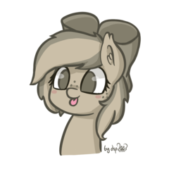 Size: 1200x1200 | Tagged: safe, artist:dsp2003, oc, oc only, oc:stone, earth pony, pony, blush sticker, blushing, chibi, cute, female, head only, simple background, solo, style emulation, tongue out, transparent background