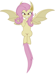 Size: 4500x6000 | Tagged: safe, artist:magister39, fluttershy, bat pony, pony, g4, absurd resolution, angry, female, flutterbat, flutterrage, gritted teeth, race swap, simple background, solo, spread wings, transparent background, vector