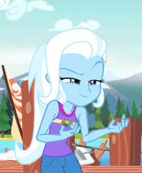 Size: 429x524 | Tagged: safe, screencap, trixie, equestria girls, g4, my little pony equestria girls: legend of everfree, animated, cropped, female, gif, solo