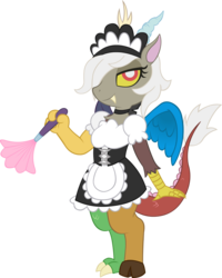 Size: 2398x3000 | Tagged: safe, artist:doctor-g, discord, anthro, g4, busty eris, eris, female, high res, maid discord, maid eris, rule 63, simple background, solo, transparent background