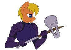 Size: 230x164 | Tagged: safe, artist:swiftnicity, oc, oc only, oc:glory hammer, earth pony, anthro, armor, male, solo, waist up, war hammer, weapon