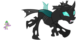 Size: 5688x3011 | Tagged: safe, artist:no-time-for-caution, spike, thorax, changeling, g4, the times they are a changeling, a changeling can change, absurd resolution, crying, simple background, song, transparent background, vector