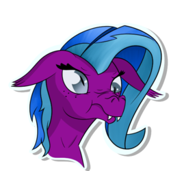 Size: 512x512 | Tagged: safe, artist:marchiedraws, oc, oc only, bat pony, pony, floppy ears, scrunchy face, simple background, solo, transparent background