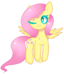 Size: 687x791 | Tagged: safe, artist:darkpinkmonster, fluttershy, pony, g4, female, one eye closed, simple background, solo, transparent background, wink