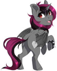 Size: 400x500 | Tagged: safe, artist:silentwulv, oc, oc only, alicorn, pony, alicorn oc, bat wings, looking back, simple background, solo, transparent background