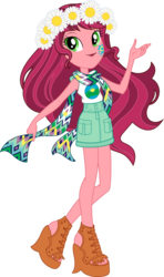 Size: 8608x14566 | Tagged: safe, artist:sugar-loop, gloriosa daisy, equestria girls, g4, my little pony equestria girls: legend of everfree, .ai available, .svg available, absurd resolution, backcard, box art, camp fashion show outfit, clothes, female, geometric, scarf, shorts, simple background, solo, transparent background, vector
