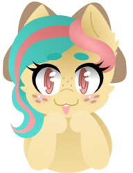 Size: 1024x1335 | Tagged: safe, artist:matteglaze, oc, oc only, oc:vanilla ganache, blushing, bow, bust, colored pupils, freckles, hair bow, open mouth, simple background, solo, transparent background