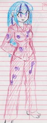 Size: 835x2175 | Tagged: safe, artist:elgatosabio, sonata dusk, equestria girls, g4, barefoot, clothes, feet, female, lined paper, pajamas, solo, traditional art