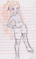 Size: 1182x1948 | Tagged: safe, artist:elgatosabio, adagio dazzle, equestria girls, g4, clothes, female, lined paper, midriff, skirt, socks, solo, thigh highs, traditional art