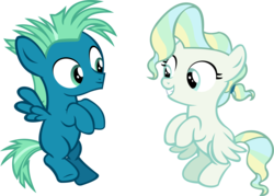 Size: 13114x9408 | Tagged: safe, artist:cyanlightning, sky stinger, vapor trail, pegasus, pony, g4, top bolt, .svg available, absurd resolution, colt, colt sky stinger, filly, filly vapor trail, show accurate, simple background, transparent background, vector, younger