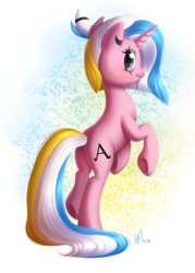 Size: 1000x1400 | Tagged: safe, artist:divlight, oc, oc only, oc:ocean dream, pony, bipedal, looking back, smiling, solo, underhoof