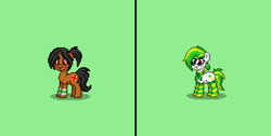 Size: 786x395 | Tagged: safe, oc, oc only, oc:food, oc:s.cola, pony, fallout equestria, pony town, clothes, screenshots, socks, striped socks