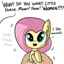 Size: 1080x1080 | Tagged: safe, artist:tjpones, part of a set, fluttershy, pony, g4, aminals, baby talk, cute, dialogue, female, hand, holding a pony, looking at you, meme origin, misspelling, offscreen character, open mouth, part of a series, pov, shaking, shyabetes, simple background, smiling, that pony sure does love animals, tiny ponies, tjpones is trying to murder us, weapons-grade cute, what do you want, white background