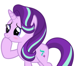 Size: 6422x5664 | Tagged: safe, artist:kuren247, starlight glimmer, pony, unicorn, g4, absurd resolution, blushing, cute, female, glimmerbetes, mare, raised hoof, simple background, smiling, solo, transparent background, vector