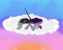 Size: 1000x800 | Tagged: safe, artist:carnivore-alicorn, oc, oc only, alicorn, pony, alicorn oc, cloud, relaxing, sky, sleeping, solo, sunset